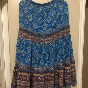 adjustable boho paisley floral style 70s maxi skirt